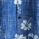 Chemise en Coton de Plage Tropicale Hawaïenne pour Homme à Manches Courtes avec Boutons en Bleu Floral Vintage