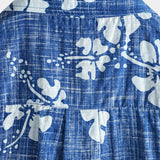 Chemise en Coton de Plage Tropicale Hawaïenne pour Homme à Manches Courtes avec Boutons en Bleu Floral Vintage