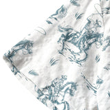 Chemise en Coton pour Homme à Imprimé Équestre, Boutons, à Manches Courtes pour les Vacances