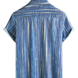 Chemise à Manches Courtes en Coton à Rayures Bleues pour Homme