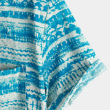 Chemise en Coton à Boutons à Manches Courtes Vintage Bleue pour Homme
