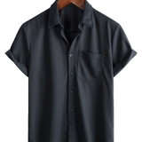 Chemise en Coton d'Été à Manches Courtes avec Col Boutonné pour Homme, Style Décontracté, Coupe Lâche, Plage