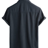 Chemise en Coton d'Été à Manches Courtes avec Col Boutonné pour Homme, Style Décontracté, Coupe Lâche, Plage