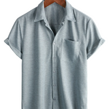 Chemise en Coton d'Été à Manches Courtes avec Col Boutonné pour Homme, Style Décontracté, Coupe Lâche, Plage