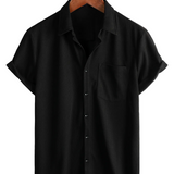 Chemise en Coton d'Été à Manches Courtes avec Col Boutonné pour Homme, Style Décontracté, Coupe Lâche, Plage