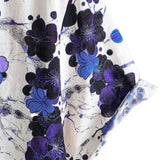 Chemise en Coton pour Homme Rétro Bleue avec Fleurs d'Été à Manches Courtes