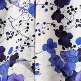 Chemise en Coton pour Homme Rétro Bleue avec Fleurs d'Été à Manches Courtes