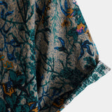 Chemise à Manches Courtes en Coton Floral Rétro Respirante pour Homme