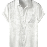 Chemise à Manches Courtes en Satin de Coton Floral Jacquard pour Homme