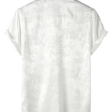 Chemise à Manches Courtes en Satin de Coton Floral Jacquard pour Homme