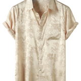 Chemise à Manches Courtes en Satin de Coton Floral Jacquard pour Homme