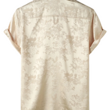 Chemise à Manches Courtes en Satin de Coton Floral Jacquard pour Homme