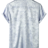 Chemise à Manches Courtes en Satin de Coton Floral Jacquard pour Homme