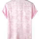 Chemise à Manches Courtes en Satin de Coton Floral Jacquard Décontractée pour Homme