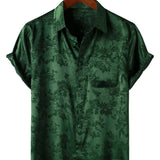 Chemise à Manches Courtes en Satin de Coton Floral Jacquard pour Homme