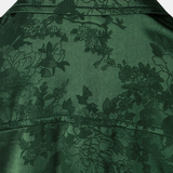 Chemise à Manches Courtes en Satin de Coton Floral Jacquard pour Homme