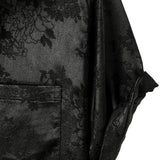 Chemise à Manches Courtes en Satin de Coton Floral Jacquard Décontractée pour Homme