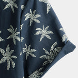 Chemise Hawaïenne en Coton à Manches Courtes avec Imprimé de Palmiers pour Homme