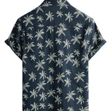 Chemise Hawaïenne en Coton à Manches Courtes avec Imprimé de Palmiers pour Homme