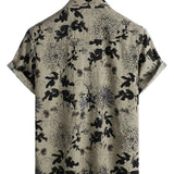 Chemise en Coton pour Homme Vintage à Manches Courtes avec Imprimé Floral Rétro