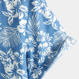 Chemise en Coton Aloha à Manches Courtes avec Imprimé Floral Tropical Bleu pour Homme