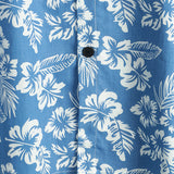 Chemise en Coton Aloha à Manches Courtes avec Imprimé Floral Tropical Bleu pour Homme