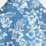 Chemise en Coton Aloha à Manches Courtes avec Imprimé Floral Tropical Bleu pour Homme