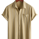 Chemise Hawaïenne en Coton Vintage d'Été pour Homme avec Rayures et Boutons sur la Poitrine