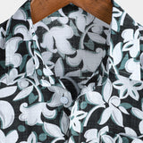 Chemise en Coton de Vacances Tropicales Vintage à Fleurs à Manches Courtes pour Homme