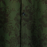 Chemise en Coton pour Homme Vintage Hawaïenne à Manches Courtes avec Boutons, Florale Vert Foncé pour Vacances à la Plage