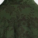 Chemise en Coton pour Homme Vintage Hawaïenne à Manches Courtes avec Boutons, Florale Vert Foncé pour Vacances à la Plage