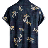Chemise Casual en Coton à Manches Courtes avec Imprimé Floral pour Homme