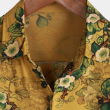 Chemise en Coton Vintage Casual pour Homme Douce avec Fleurs et Manches Courtes