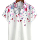 Chemises Florales en Coton pour Homme, T-shirt d'Été avec Imprimé Floral et Manches Courtes
