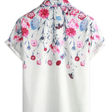 Chemises Florales en Coton pour Homme, T-shirt d'Été avec Imprimé Floral et Manches Courtes
