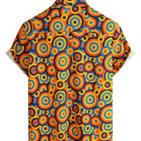 Chemise Vintage en Coton Géométrique Orange des Années 70 pour Homme avec Boutons