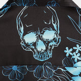 Chemise à Manches Courtes en Coton avec Boutons de Crâne Floral Bleu Décontractée pour Homme