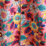 Chemise en Coton pour Homme Hawaïenne à Boutons Rose Floral à Manches Courtes pour l'Été