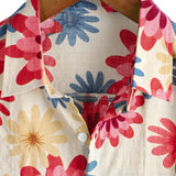 Chemise à Manches Courtes en Coton Hawaïenne pour Homme avec Fleurs Marguerite pour l'Été à la Plage