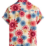 Chemise en Coton pour Homme avec Fleurs de Marguerite pour l'Été, la Plage et les Vacances, à Manches Courtes, Style Hawaïen