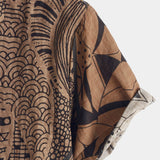 Chemise en Coton d'Été Rétro Vintage pour Homme avec Boutons pour Vacances à la Plage à Manches Courtes