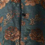 Chemise en Coton d'Été Bleue à Boutons Rétro Florale Vintage pour Homme