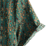 Chemise en Coton pour Homme Vintage Imprimé Paisley des Années 70, Vert, Boho, Rétro, Tribal, à Manches Courtes