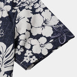 Chemise Vintage en Coton à Manches Courtes pour Homme avec Motif de Fleurs d'Île