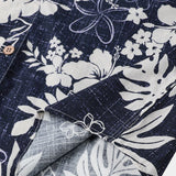 Chemise Vintage en Coton à Manches Courtes pour Homme avec Motif de Fleurs d'Île