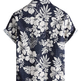 Chemise Vintage en Coton à Manches Courtes pour Homme avec Motif de Fleurs d'Île