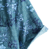 Chemise Retro en Coton Casual à Manches Courtes avec Poche Florale Bleue pour Homme