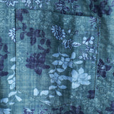 Chemise Retro en Coton Casual à Manches Courtes avec Poche Florale Bleue pour Homme