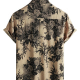 Chemise d'été hawaïenne vintage en coton floral pour homme à manches courtes