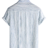 Chemise à Manches Courtes en Coton avec Poche pour Homme à Rayures Noires Respirante